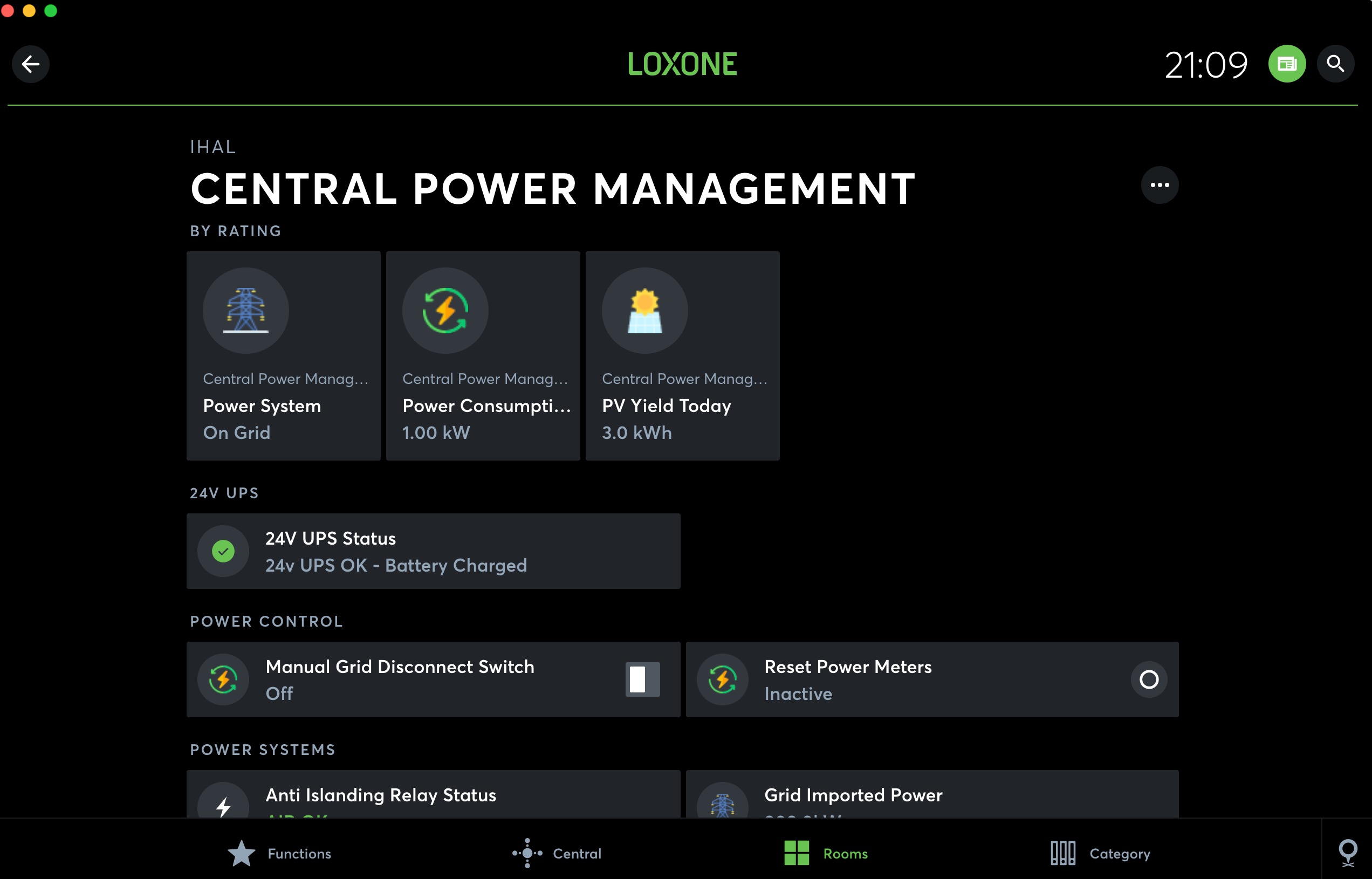 Loxone Central Power Management